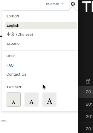The font size widget at nytimes.com
