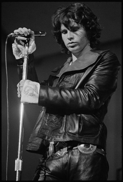 Doors frontman Jim Morrison at the microphone.