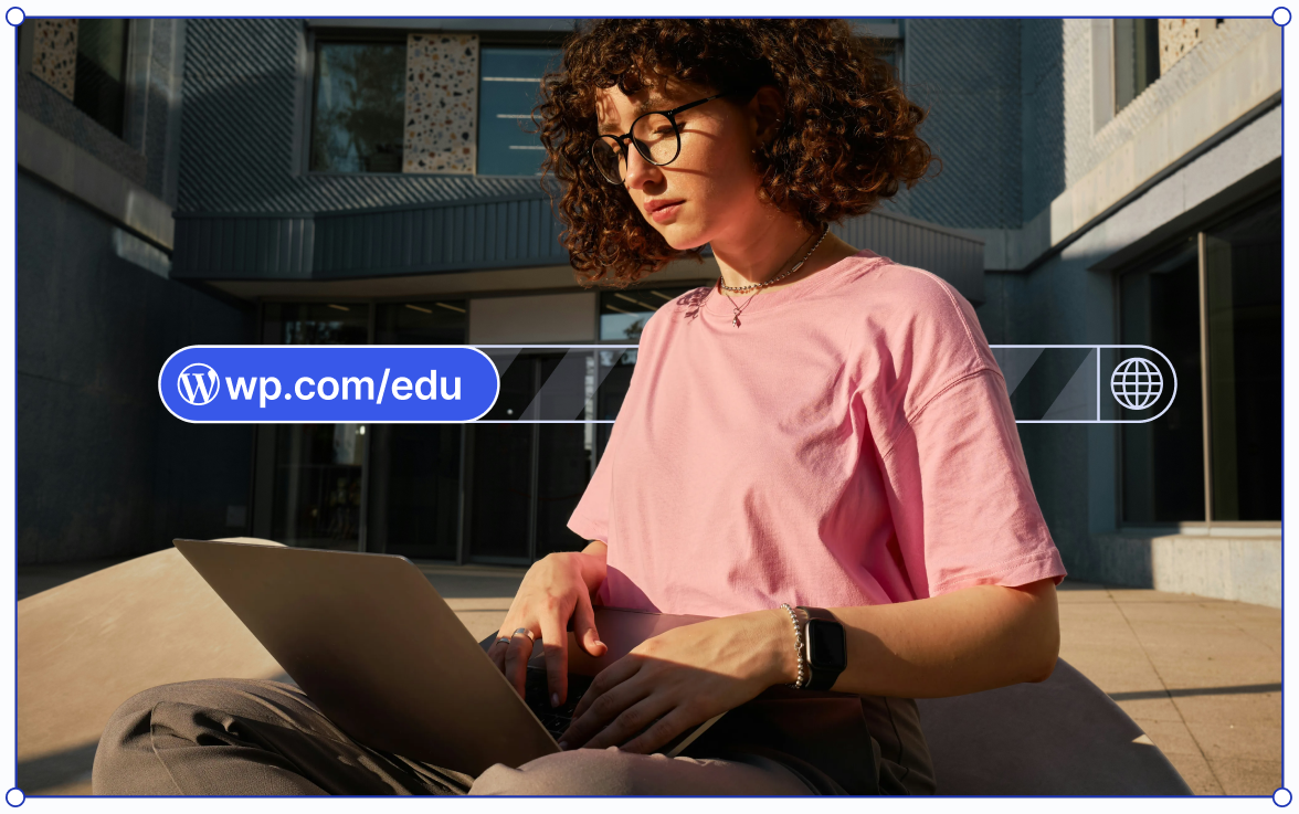 Student at computer.